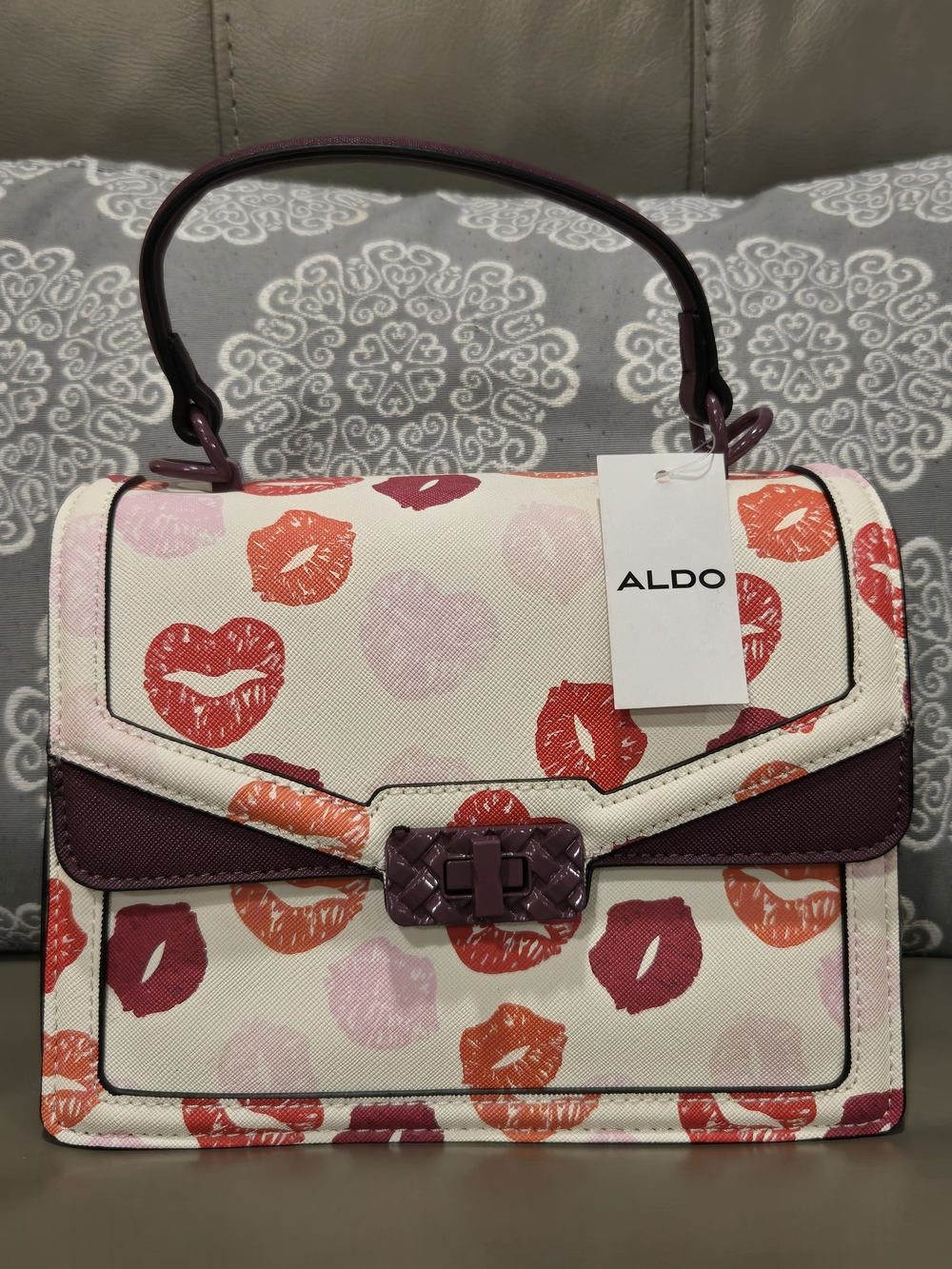 ALDO Valentine's Kisses Satchel Bag White Multi Crossbody - NWT